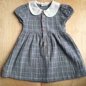 Window pane dress with buttons